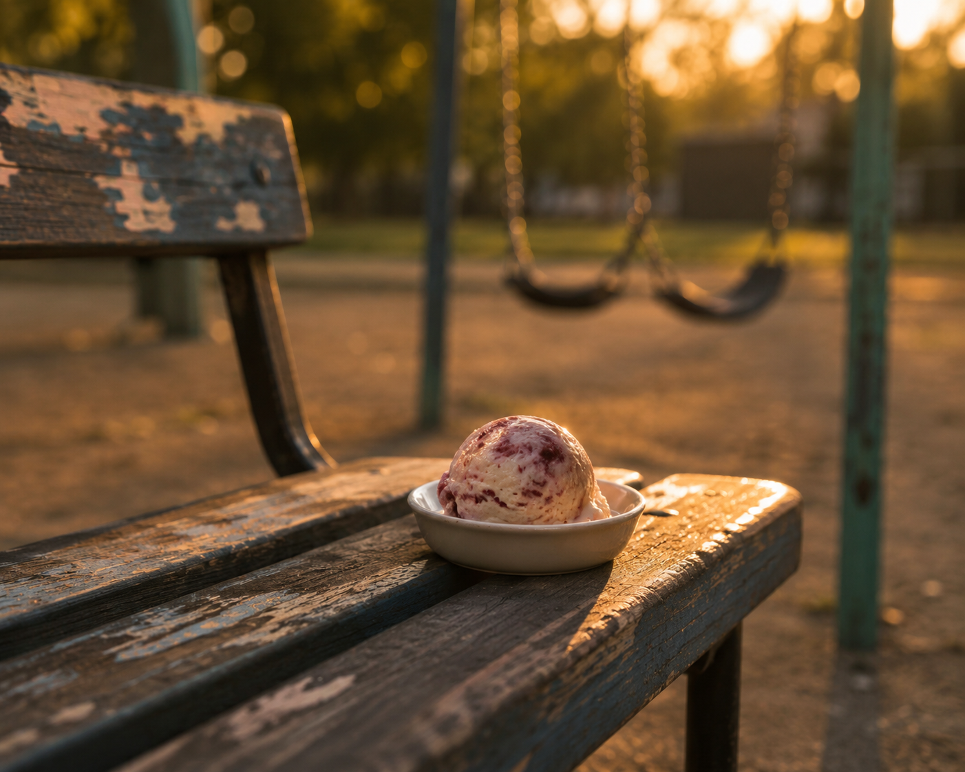 SCOOOP ice cream on bench